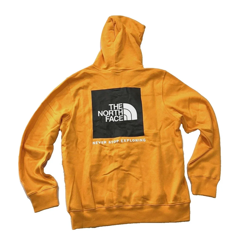 The North Face men's Box NSE logo Hoodie Sweatshirt size Large L Cone Orange